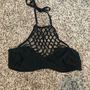 black high neck bikini top